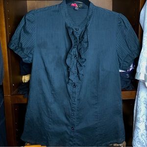 Forever 21 black button-down with black pinstripes.